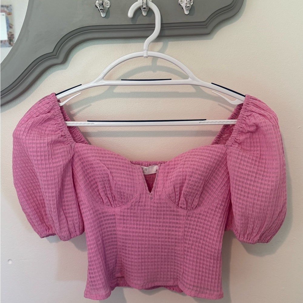 Pink Puff Sleeve Women's Top